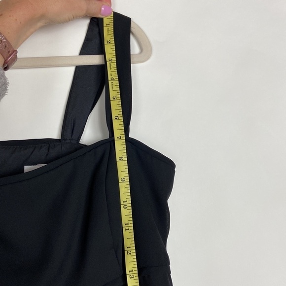 Davids Bridal 8534 Long Flowy Black Strapless Dress Bridesmaid Dress Cocktail - Picture 9 of 16